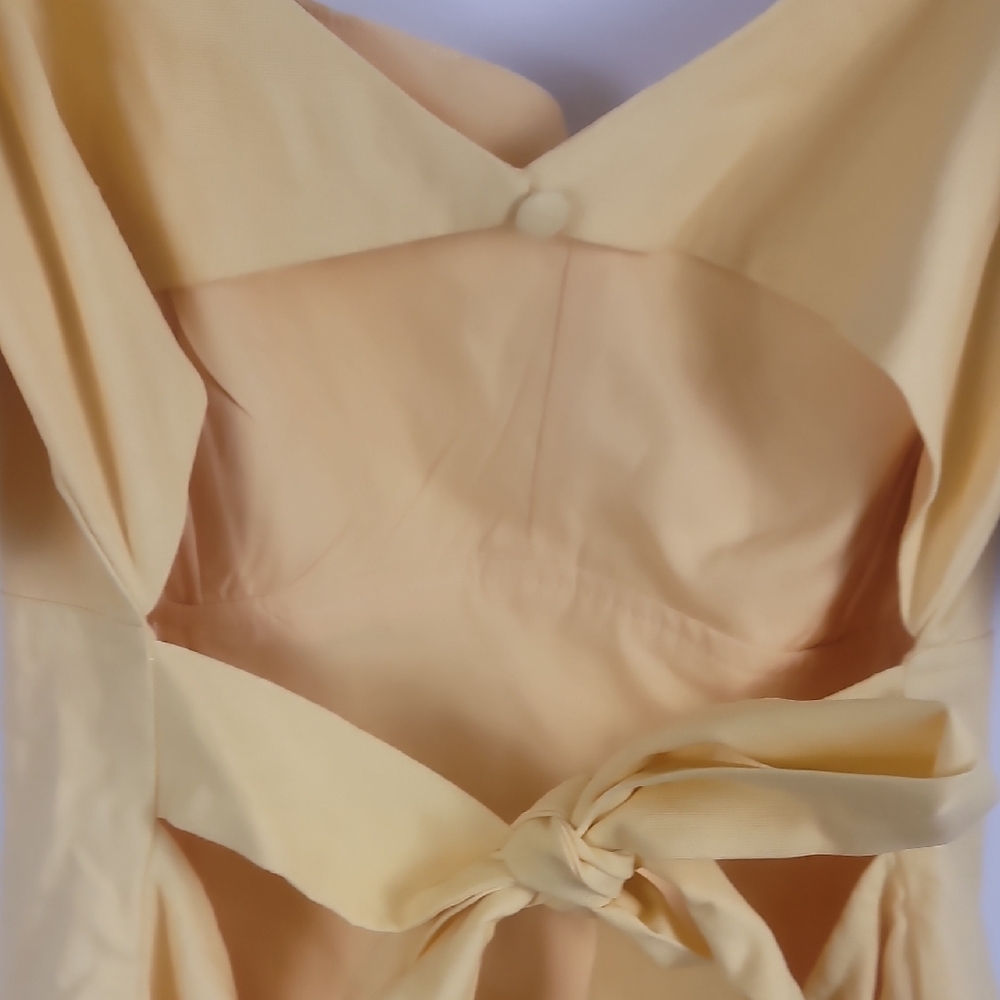 Fashion Nova Linen Blend Sienna Yellow Mini Dress - Picture 9 of 10